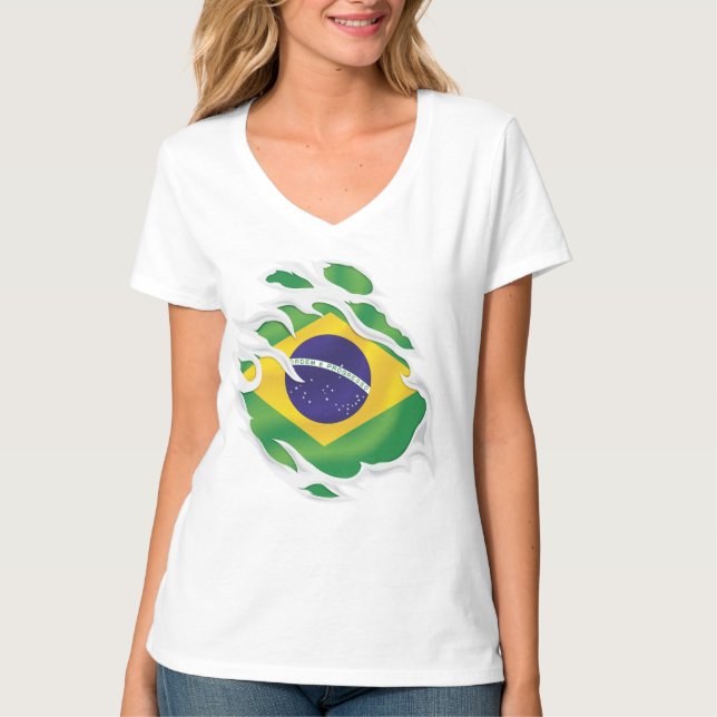 Camiseta Bandeira Rasgada do Brasil (Frente)