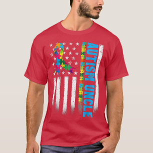 Camiseta Bandeira Retro-americana Autismo Tio Consciência A