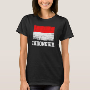 Camiseta Bandeira Retro da Indonésia Orgulho Indonésio Vint