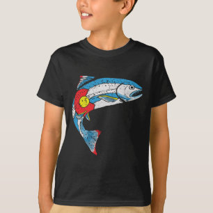 Camiseta Bandeira Retro de Pesca de Truta Antiga Colorado A