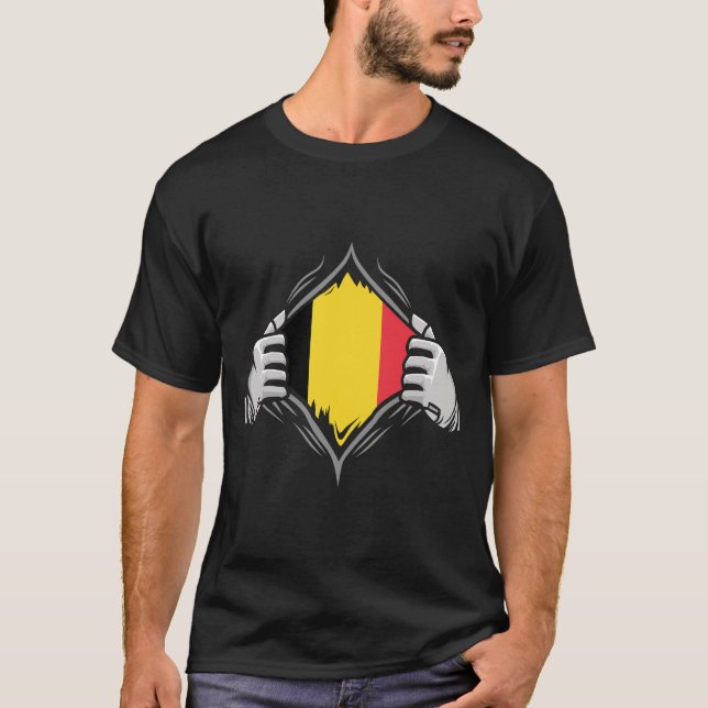 Camiseta Bandeira Reveladora de Duas Mãos da Bélgica (Frente)