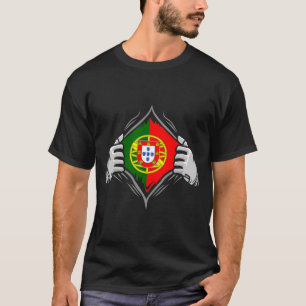 Camiseta Bandeira Reveladora de Portugal com Duas Mãos