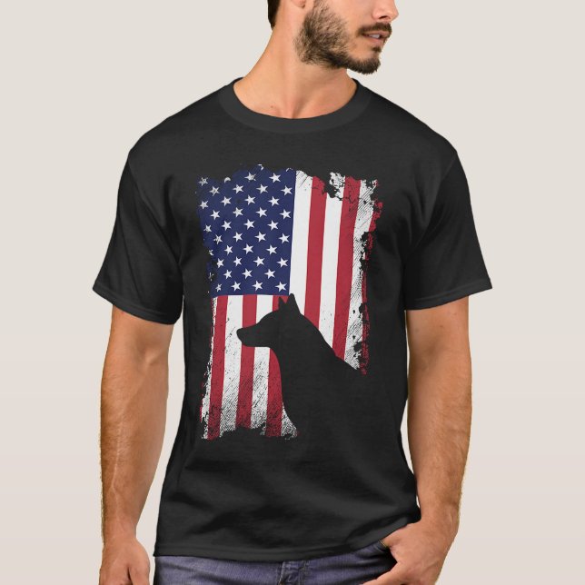 Camiseta Bandeira Rouco Americana Legal Cão (Frente)