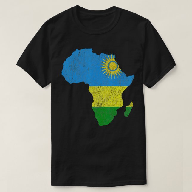 Camiseta Bandeira Ruanda África Silhuette Contínua Presente (Frente do Design)