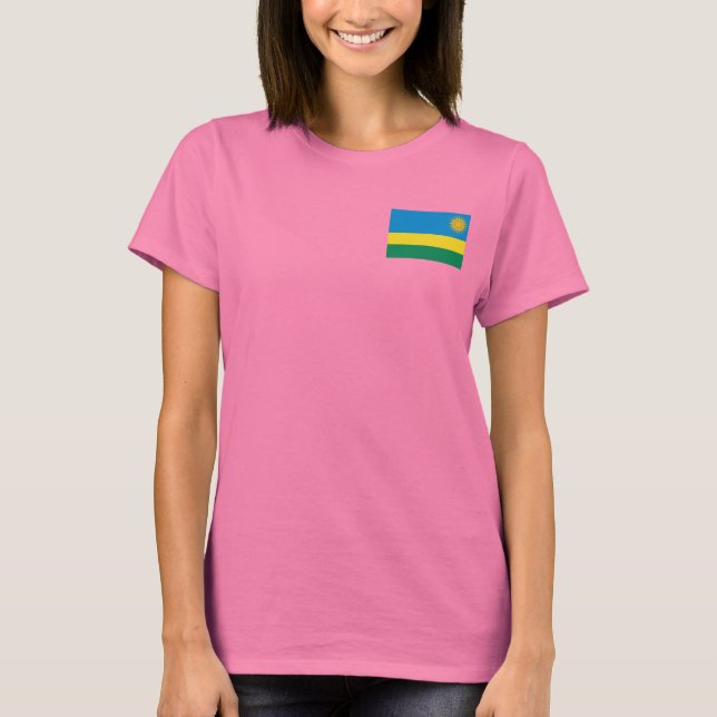 Camiseta Bandeira Ruanda e Mapear T-Shirt (Frente)