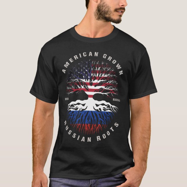 Camiseta Bandeira Russa - Raízes Russas Crescentes (Frente)