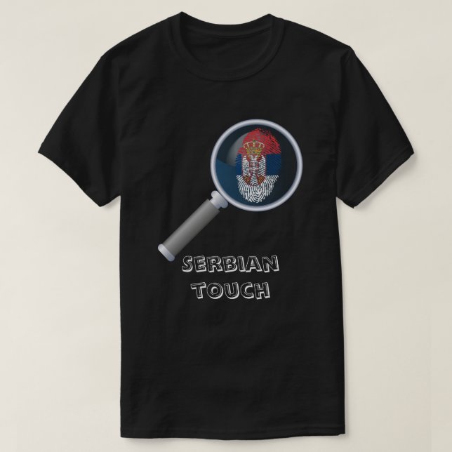 Camiseta Bandeira sérvio da impressão digital do toque (Frente do Design)