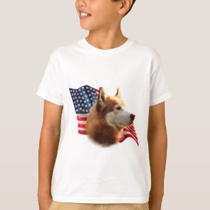 Camiseta Bandeira Siberian Husky (vermelha)