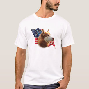Camiseta Bandeira Siberian Husky (vermelha)