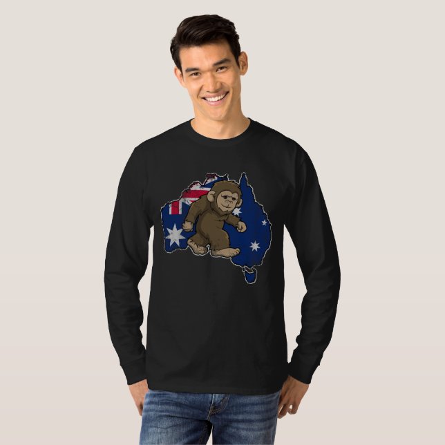 Camiseta Bandeira Squatch de Yowie Bigfoot Austrália do (Frente Completa)