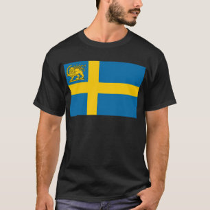 Camiseta Bandeira Sueca Iraniana do Leão e do Sol