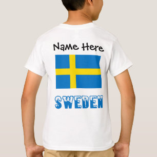 Camiseta Bandeira Sueca Suécia Personalização Preta