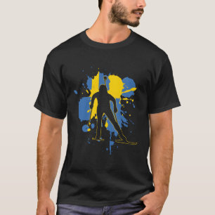 Camiseta Bandeira suecia Biathlonista Sueco Biathlon