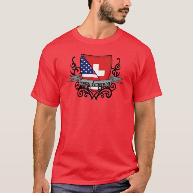 Camiseta Bandeira Suíço-Americana do protetor (Frente)