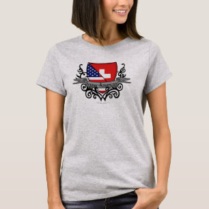 Camiseta Bandeira Suíço-Americana do protetor