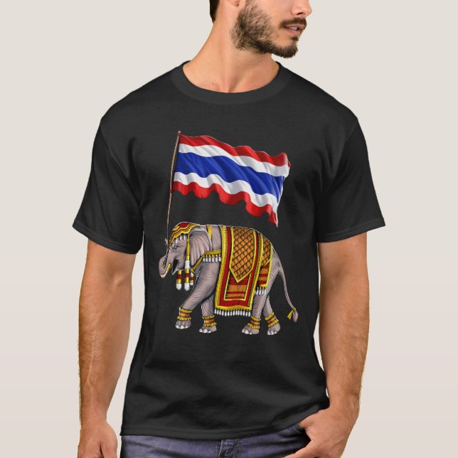 Camiseta Bandeira Tailandesa de Elefantes (Frente)