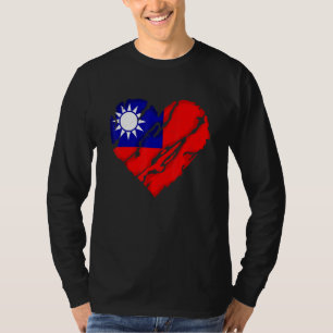Camiseta Bandeira taiwanesa do coração fofo Eu amo Taiwan
