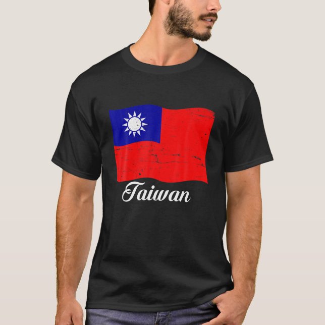 Camiseta Bandeira taiwanesa Patriótica Vintage Taiwan Flag  (Frente)