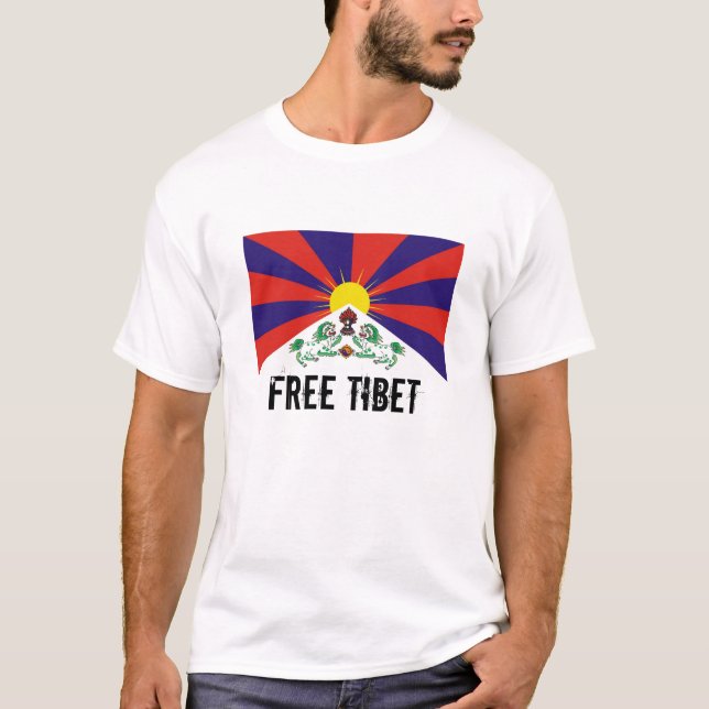 Camiseta Bandeira tibetana, t-shirt LIVRE de TIBET (Frente)