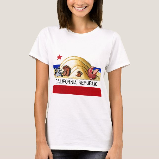 Camiseta Bandeira Ticklish do urso de Califórnia (Frente)