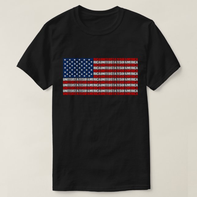 Camiseta Bandeira Tipográfica Americana (Frente do Design)