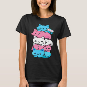 Camiseta Bandeira Trans LGBT Gato Gatos Fofos Pilha Transgê