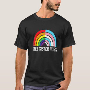 Camiseta Bandeira Transgênero Arco-íris Abraços de Irmã Grá