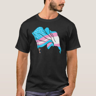 Camiseta Bandeira Transgênero Bandeira dos EUA Mês do Orgul