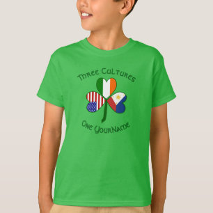 Camiseta Bandeira Trevo da Sorte Filipina Irlandesa EUA Per