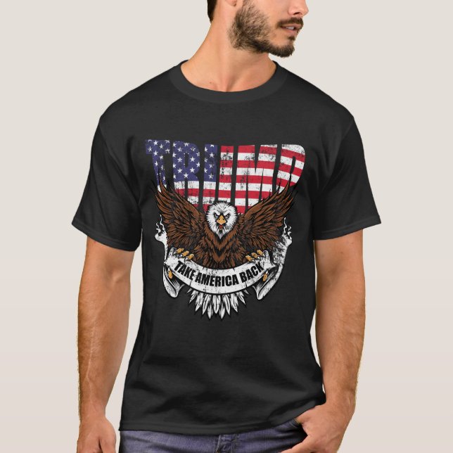 Camiseta Bandeira Trump 2024 - Retome a América (Frente)
