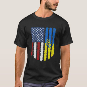 Camiseta Bandeira Ucraniana Americana Ucrânia América EUA