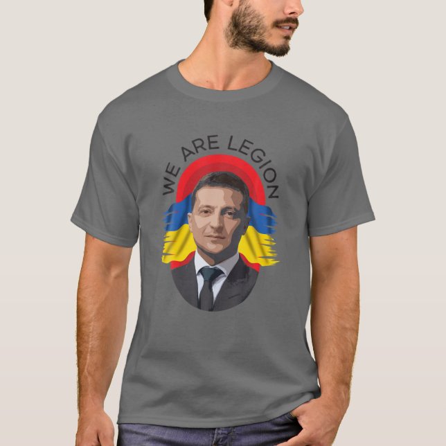 Camiseta Bandeira Ucraniana com o Presidente Volodymyr Zele (Frente)