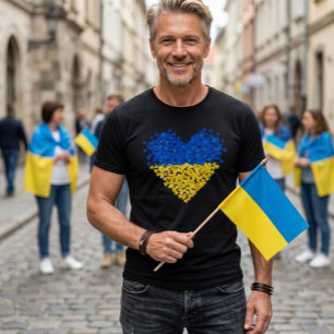 Camiseta Bandeira ucraniana. Enviando Amor à Ucrânia. Apoio