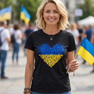 Camiseta Bandeira ucraniana. Enviando Amor à Ucrânia. Apoio