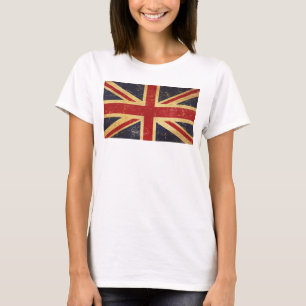 Camiseta Bandeira Union Jack Britânica Feminina Branca Vint