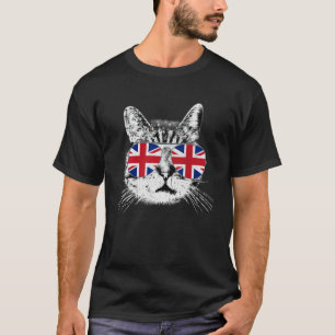 Camiseta Bandeira Union Jack do Reino Unido Inglaterra Gato