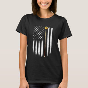 Camiseta Bandeira US de Bilhar - Jogo de Bilhar Bola 8 Joga