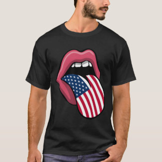 Camiseta Bandeira Usa Patriótica Lábios Língua 4 De Julho M