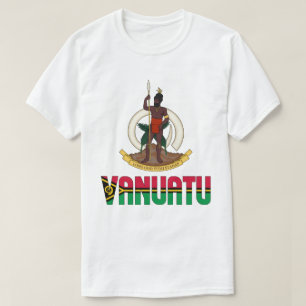Camiseta Bandeira Vanuatu e Casaco de Armas Patriótica