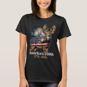 Camiseta Bandeira Veado 250 Anos 1776-2026 Patriótico EUA