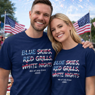 Camiseta Bandeira Vermelha Branca Azul 4 de Julho Família C