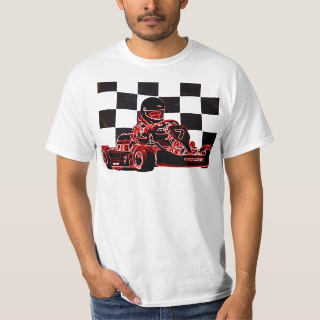 Camiseta Bandeira vermelha/Checkered da competência de Kart (Frente)