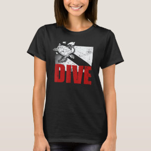 Camiseta Bandeira Vermelha de Mergulho Resgate de Tartaruga