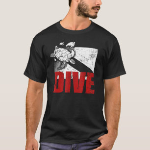 Camiseta Bandeira Vermelha de Mergulho Resgate de Tartaruga