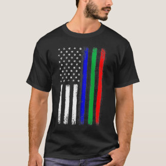Camiseta Bandeira Vermelha Verde Azul fina, Bombeiro Polici