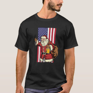 Camiseta Bandeira Vertical Americana do Papai Noel