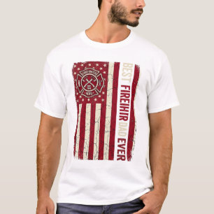 Camiseta Bandeira Vertical Papai Bombeiro Vintage