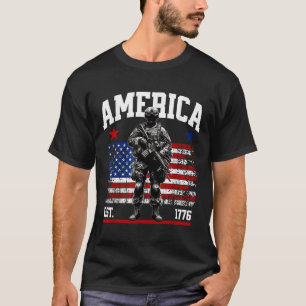 Camiseta Bandeira Vintage Americana Patriótica Est 1776 4º