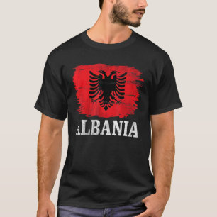 Camiseta Bandeira Vintage da Albânia Para Albanês