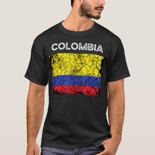 Camiseta Bandeira Vintage da Colômbia Homens Mulheres Colom